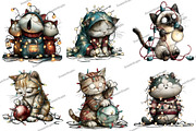 Whimsical Christmas Cats Lights, an Illustration by DreamArtGraphic (Thumbnail 2 of 4)