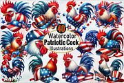 Watercolor Patriotic Cock  Sublimati, an Illustration by SVGArt (Thumbnail 1 of 8)