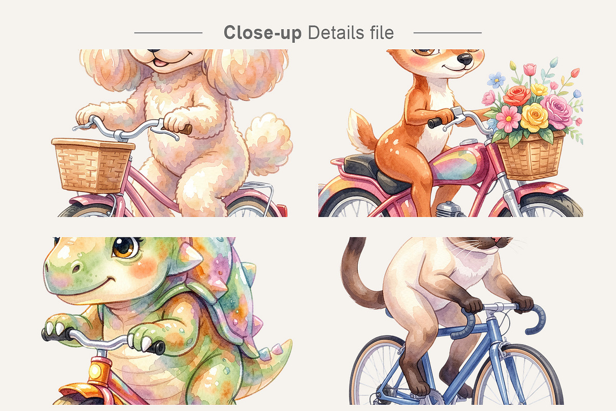 Big Eyed Animal Biking PNG Bundle, an Illustration by Artnoy (Photo 4 of 8)