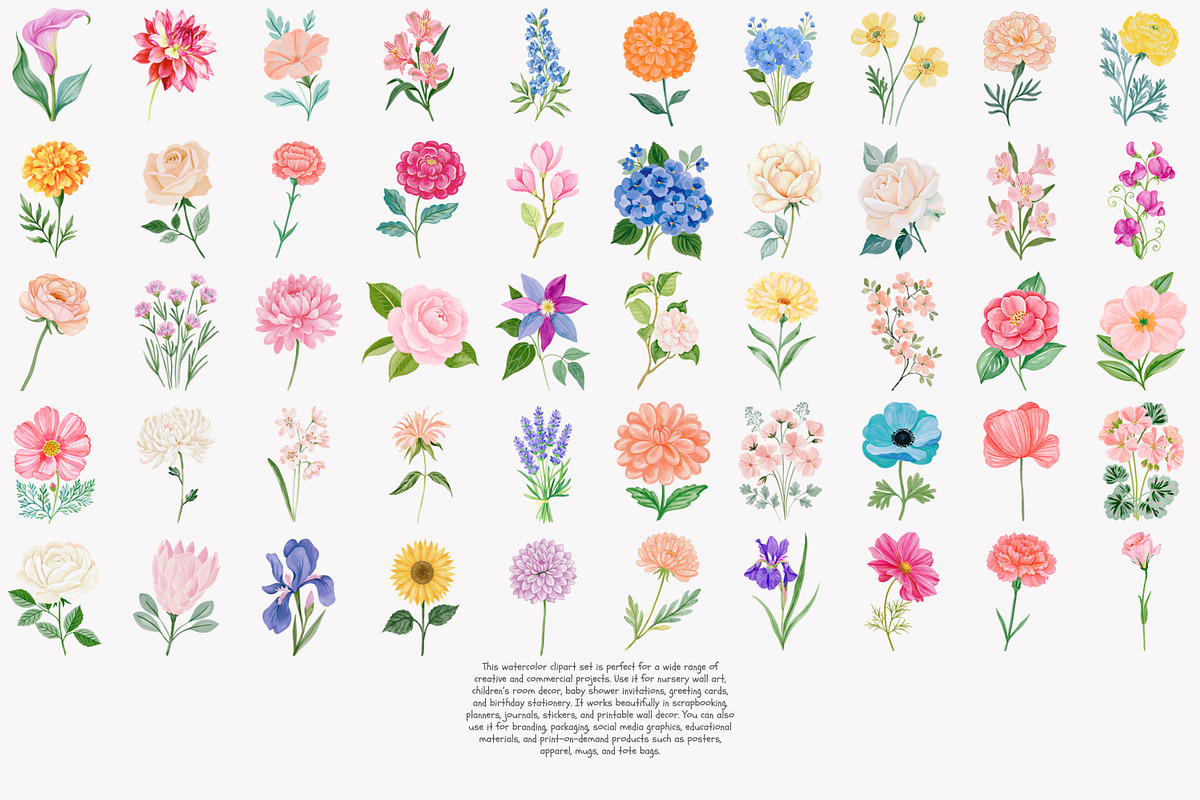 Flower Clipart Huge Bundle, a Decorative Illustration by Patishop Art (Photo 10 of 11)