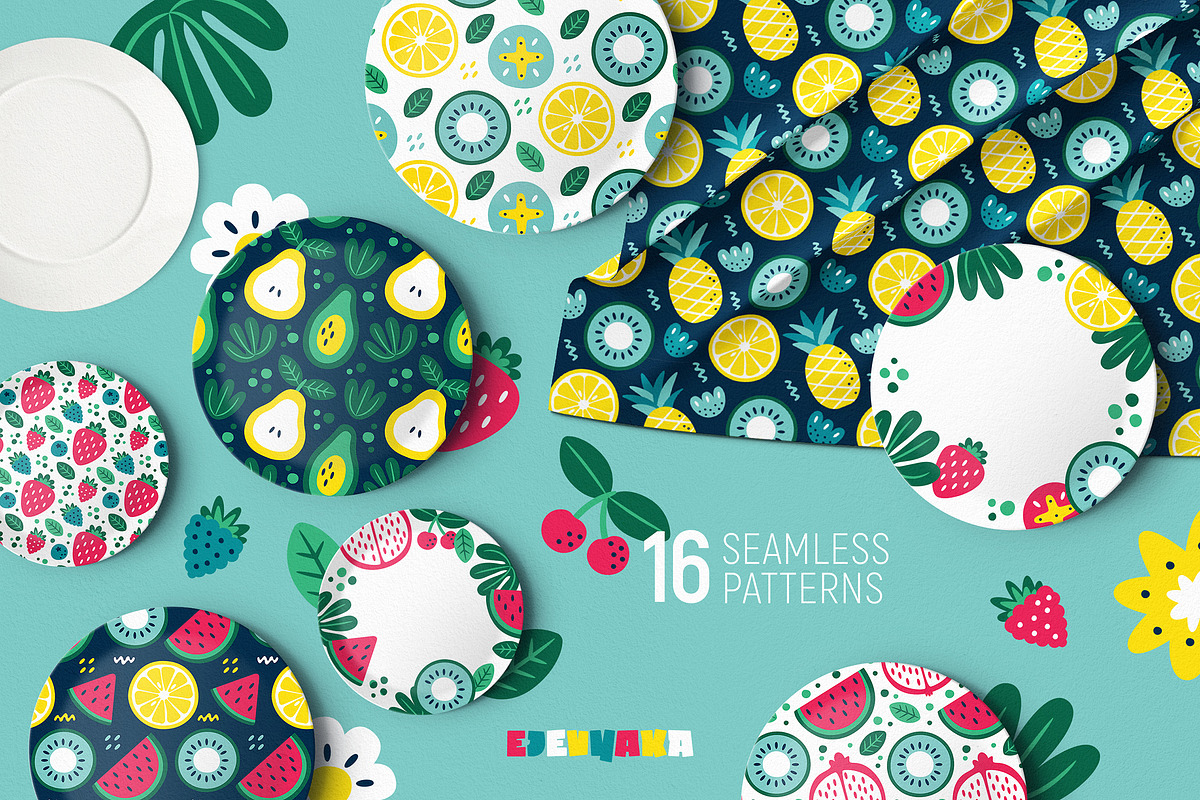 Summer Vibes Clipart & Patterns, a Seasonal Illustration by Ejevyaka (Photo 2 of 8)