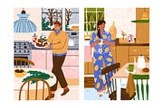 People in cozy home kitchen cards, a Person Illustration by Good Studio (Thumbnail 3 of 5)