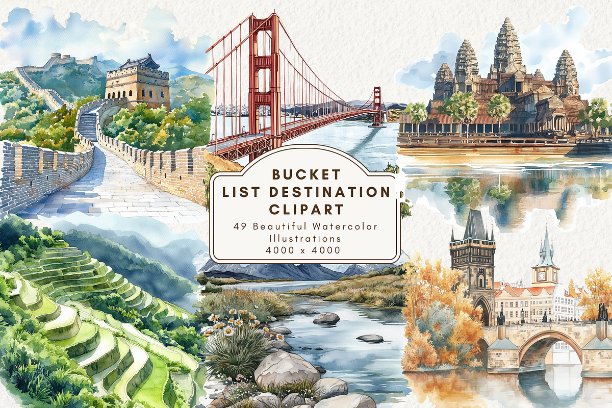 Bucket List Destination Clipart, an Illustration by NadiaTheronArt (Photo 1 of 7)