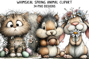 Whimsical Spring Animal Clipart, an Illustration by Daily.Designs