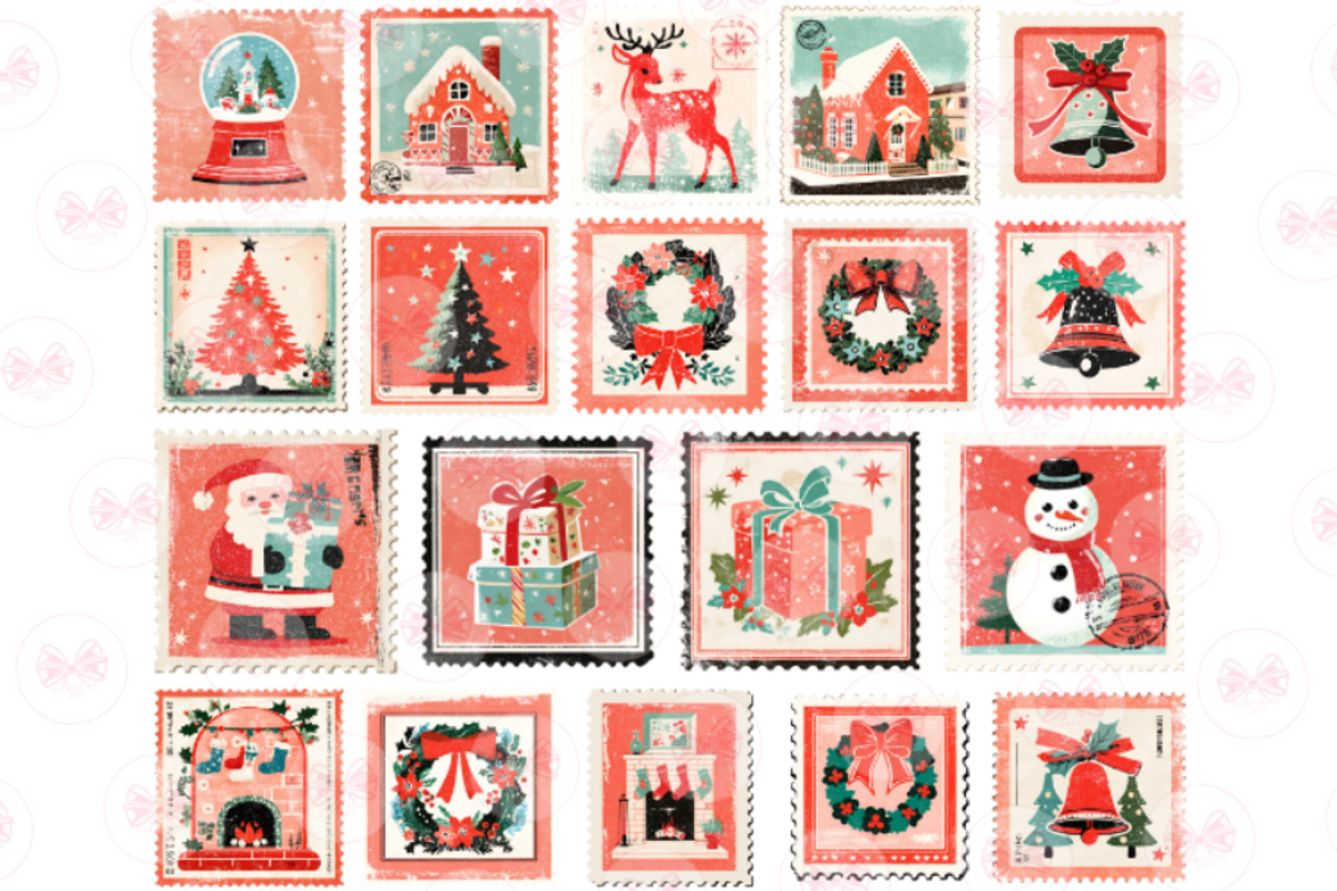 Christmas Postage Stamps Clipart, an Illustration by Markicha Art (Photo 2 of 6)