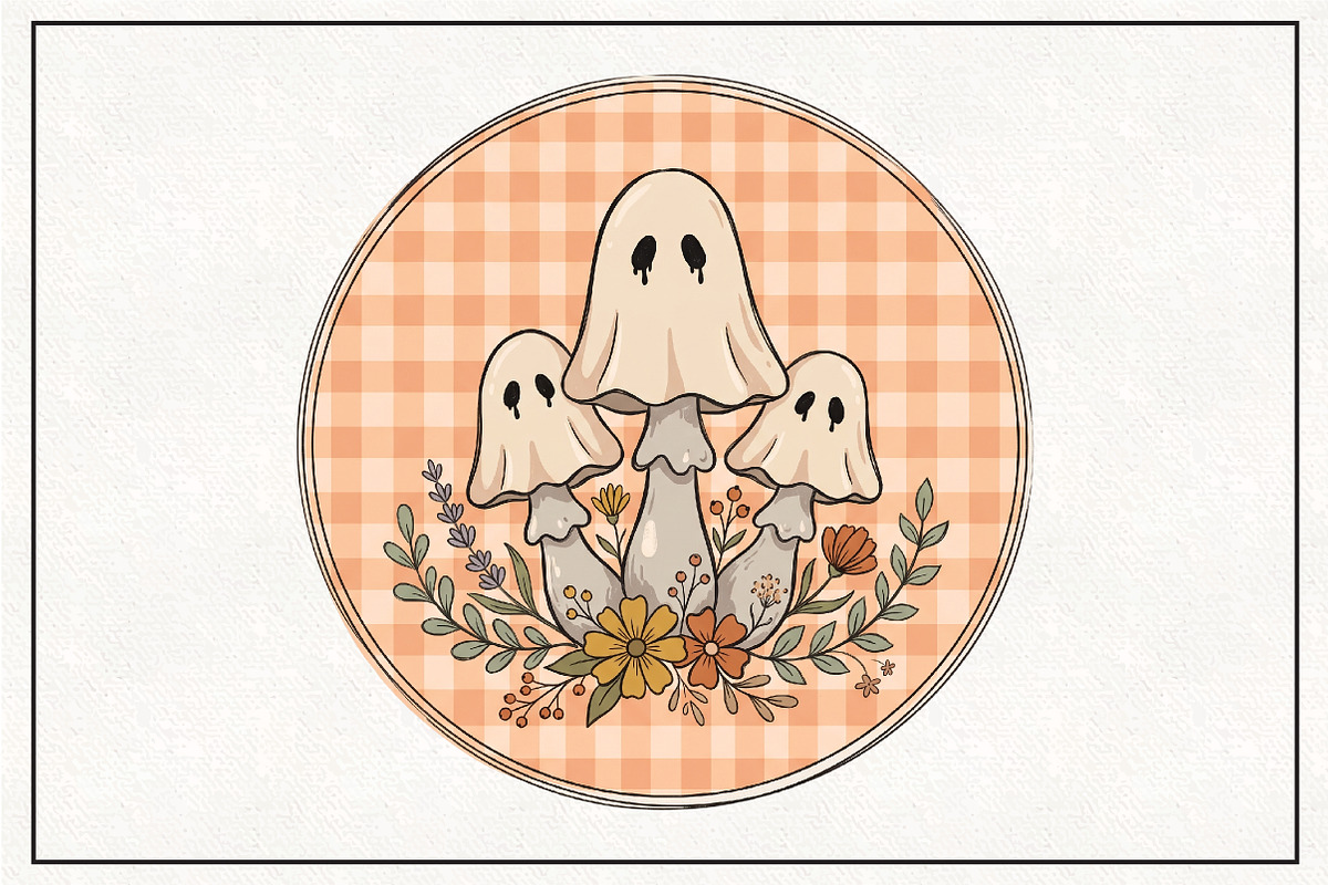 Mushroom Ghost Halloween PNG, a Work Illustration by CraftArtStudio (Photo 1 of 4)