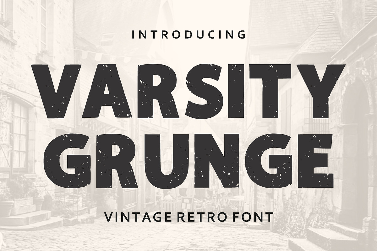 Varsity Grunge Vintage Retro Font, a Sans Serif Font by Fourteen Letter (Photo 1 of 7)