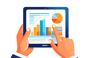 Hand pointing to a tablet, a Technology Illustration by DanFLCreativo