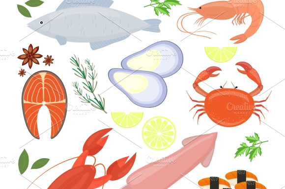 Seafood Shrimp And Sushi Icons