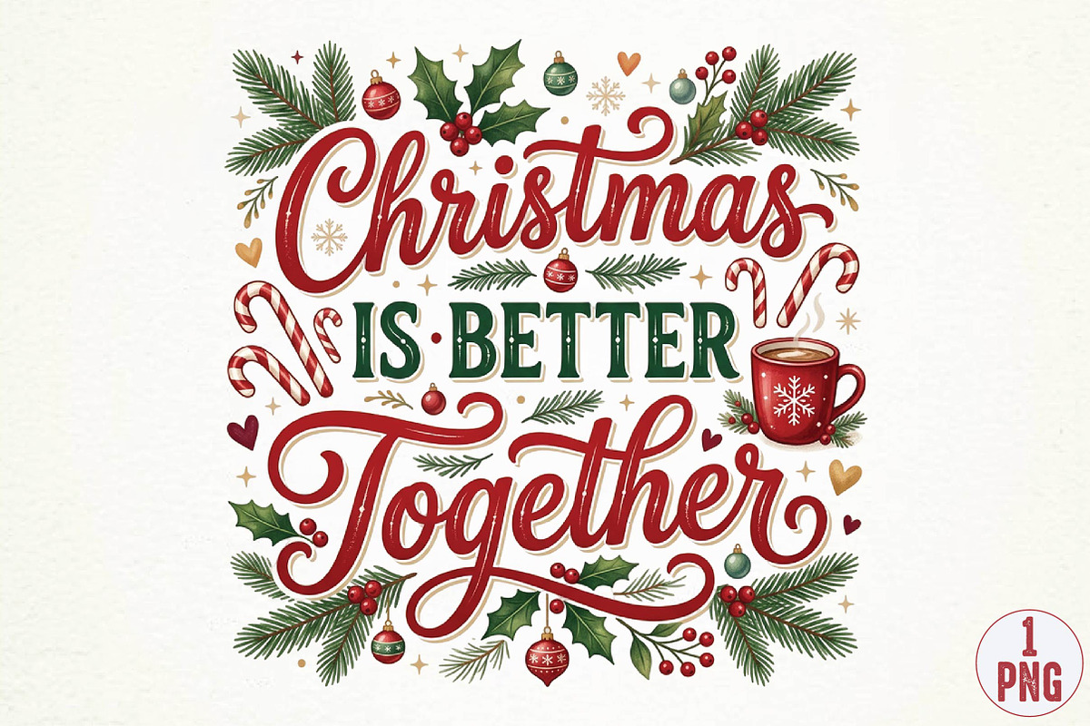 Christmas Is Better Together PNG, a Seasonal Illustration by DreamPrint404 (Photo 1 of 6)