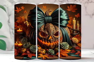 Coquette Floral Pumpkin Fall Tumbler, an Arts & Entertainment Photo by LamanAzalea