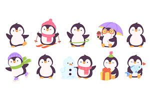 Funny penguins. Tiny cartoon penguin, an Animal Illustration by LadadikArt