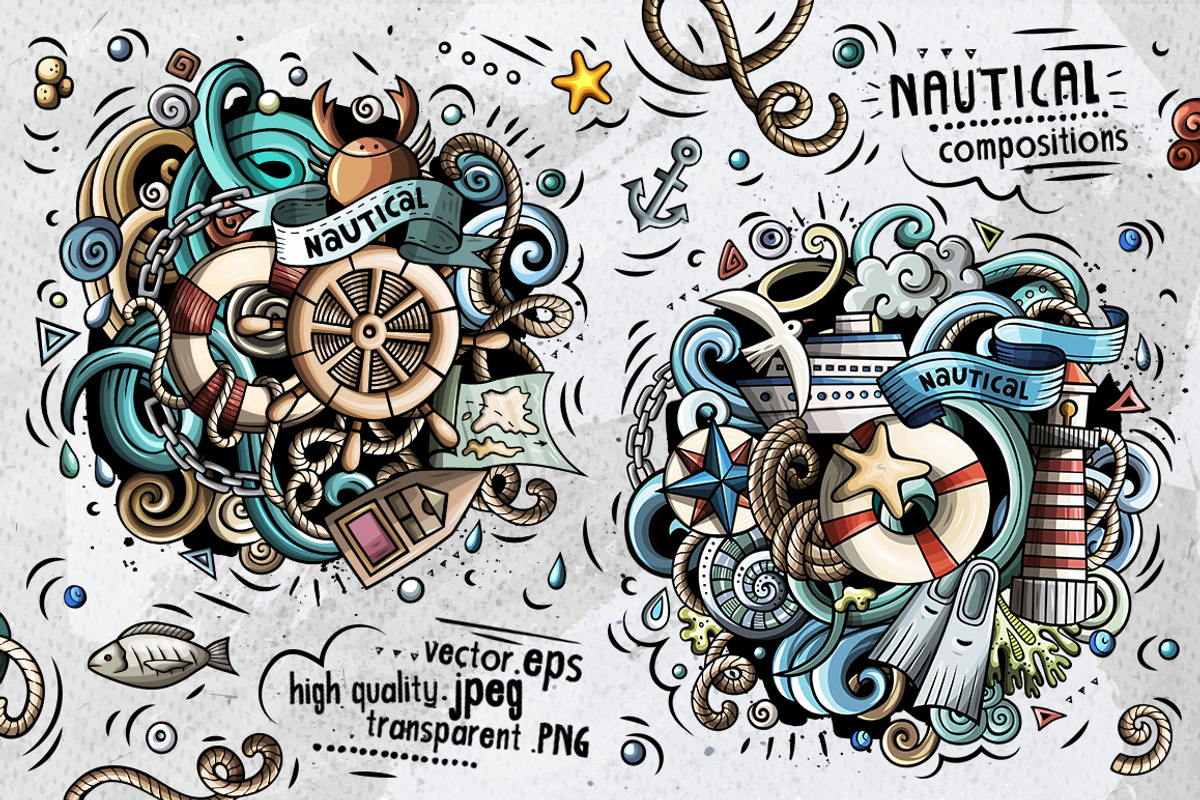 Nautical Cartoon Doodle Pack, a Decorative Illustration by BALABOLKA (Photo 10 of 10)