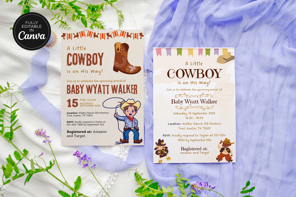 Cowboy Baby Shower Invitation Temp, an Invitation Template by Snapybiz (Photo 1 of 12)