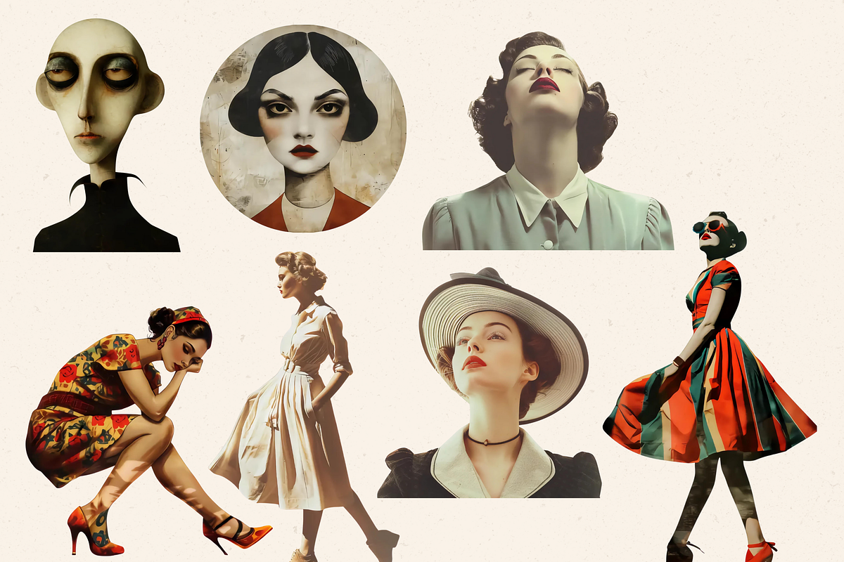 SURREAL 50S CLIPART PACK, a Person Illustration by Daring Digies (Photo 5 of 10)