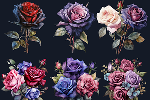 Watercolor Gothic Roses Collection