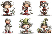 Whimsical Christmas Elf Boy Clipart, an Illustration by CraftArtStudio (Thumbnail 2 of 6)