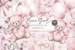 Teddy Bear Watercolor clipart, an Animal Illustration by BigCakeBee