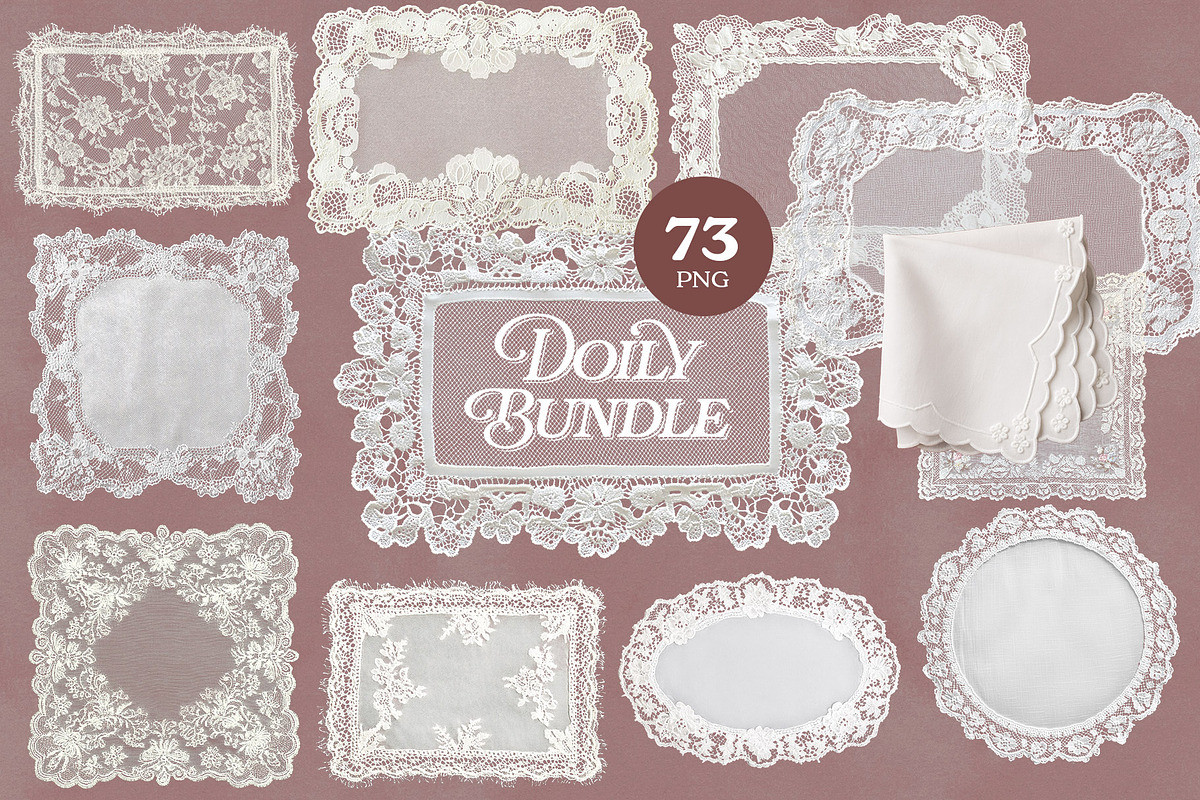 Vintage Fabric Doilies Bundle PNG, an Object Graphic by Marie T (Photo 1 of 24)
