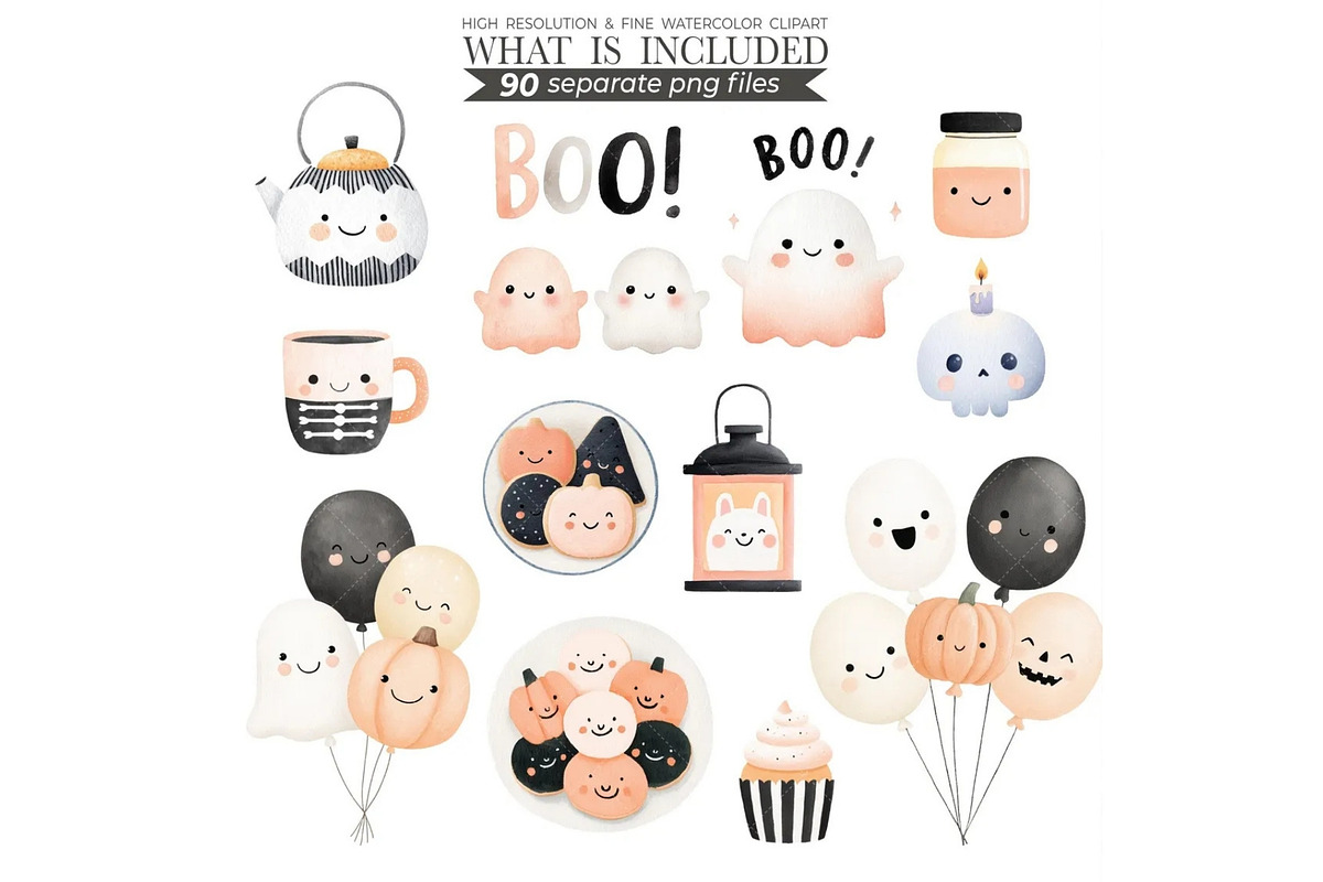 Cute Halloween Clipart - LittleBoo, an Illustration by CharmClipart (Photo 6 of 10)