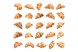 Croissants Watercolour Icons Set, a Food Illustration by LadadikArt
