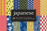 Japanese pattern and elements set, a Pattern Graphic by likorbut (Thumbnail 1 of 9)