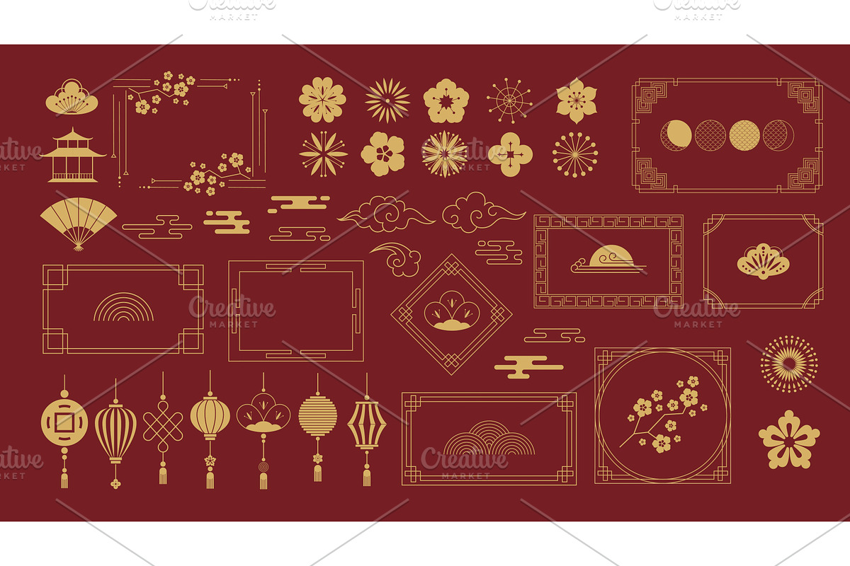 Chinese traditional ornaments frames, an Object Illustration by winwin.art