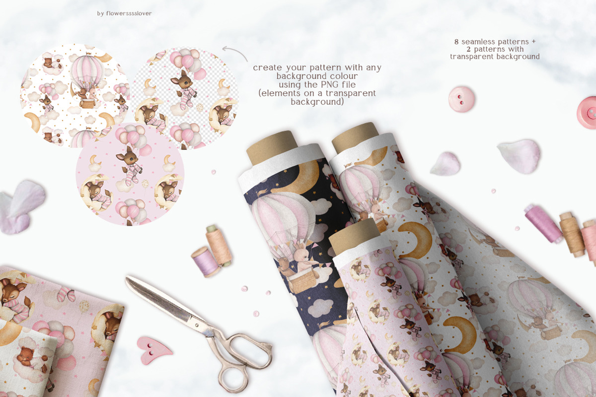 Watercolor Cute Set In The Sky, an Animal Illustration by ViktoriyaD (Photo 8 of 12)