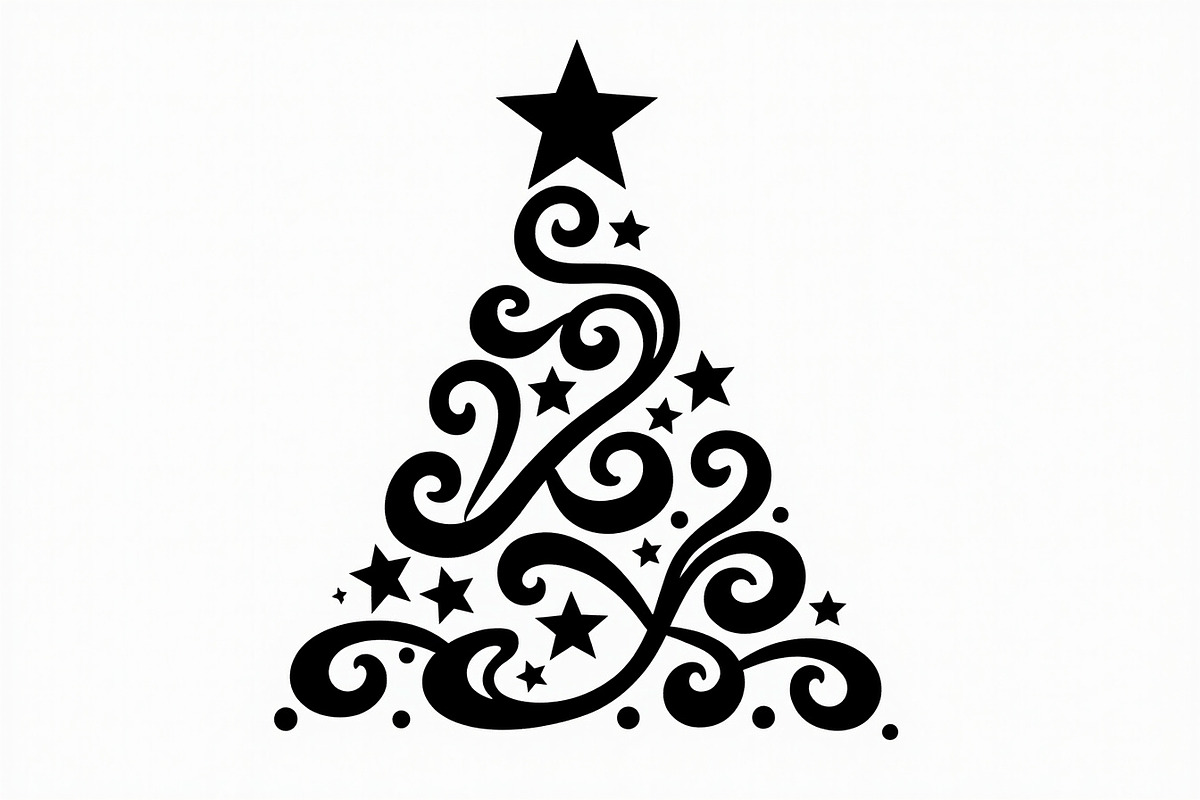 Elegant Christmas Tree Silhouette Se, an Illustration by balal (Photo 21 of 21)