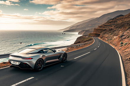 A silver sports car speeds down a ro, a Photo by Iftikhar Alam