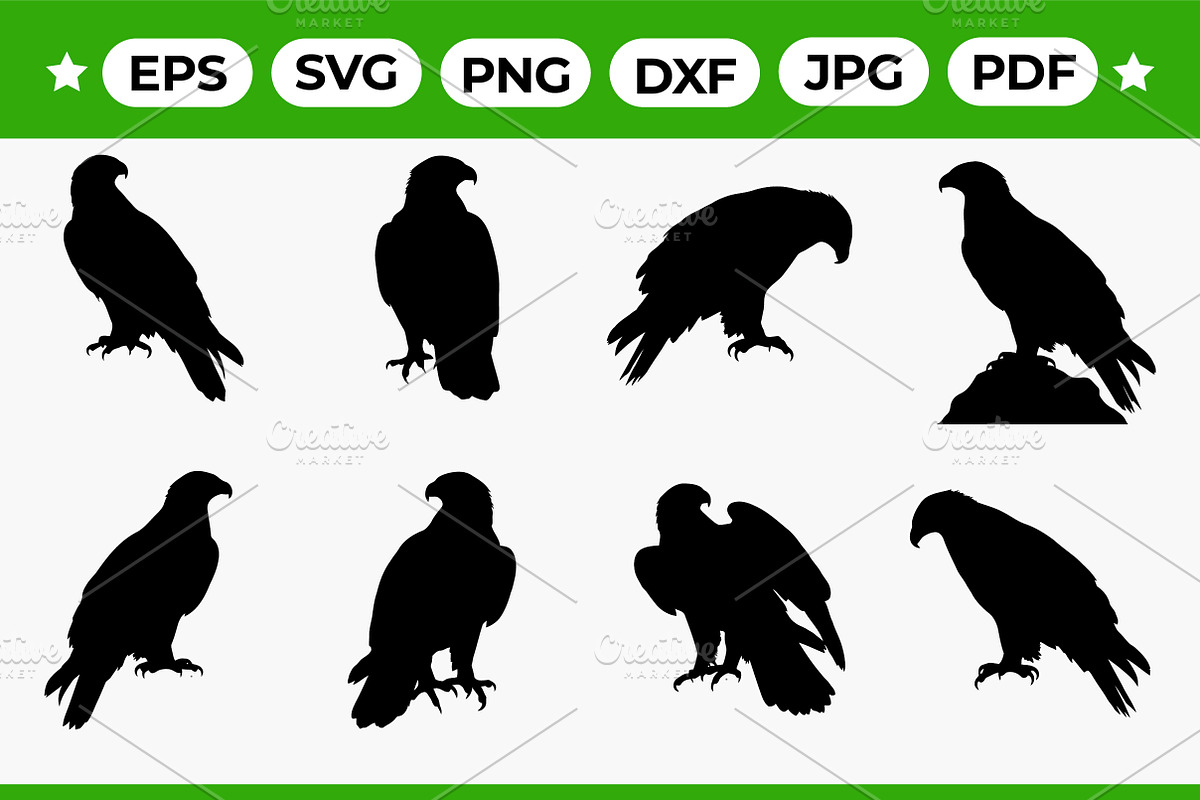 Perched Eagle Silhouette Pack, an Object Graphic by Artonix (Photo 1 of 3)
