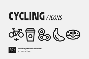 Cycling Icons 80+ minimal line icons