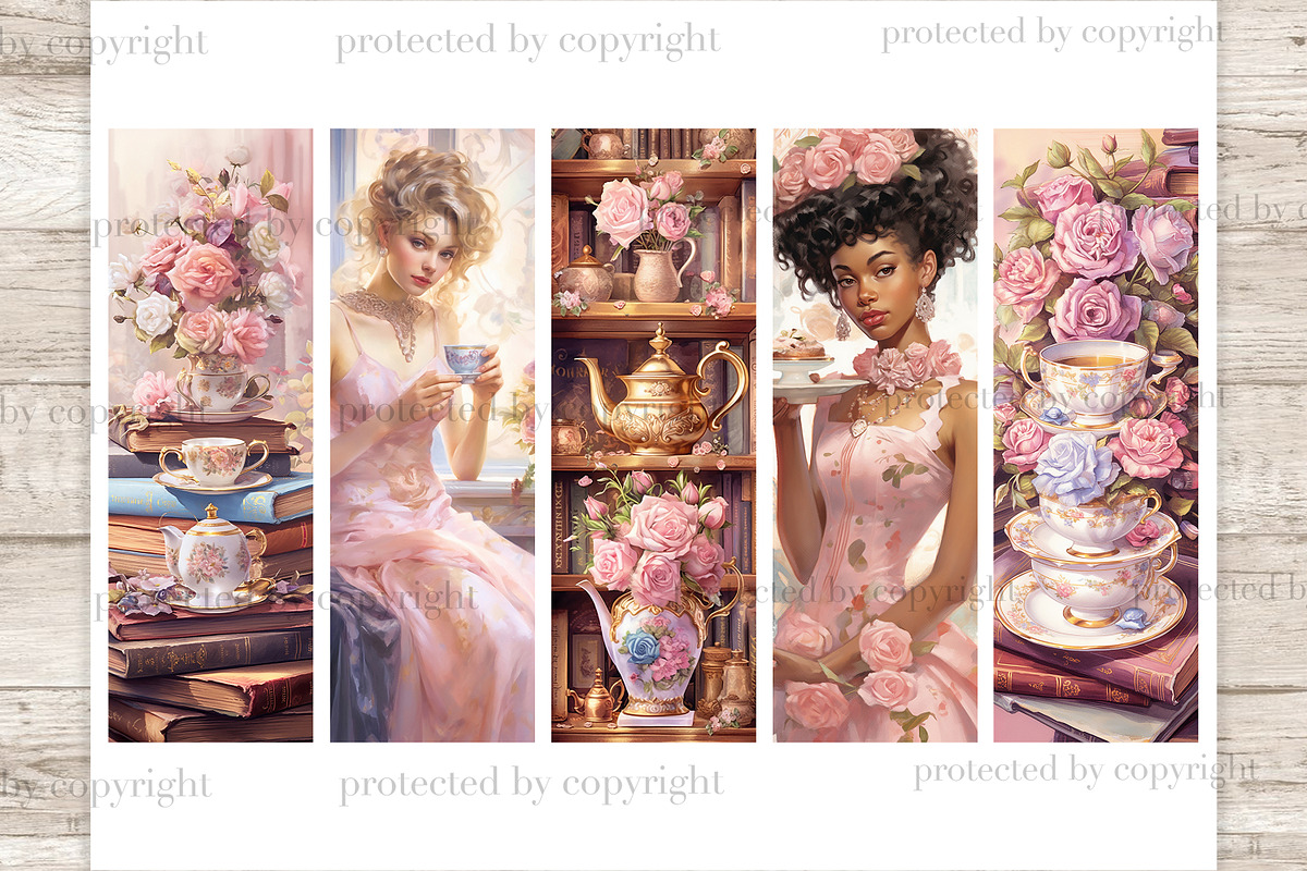 Tea Party Bookmarks | Booklover, a Food Illustration by GlamArtZhanna (Photo 3 of 3)