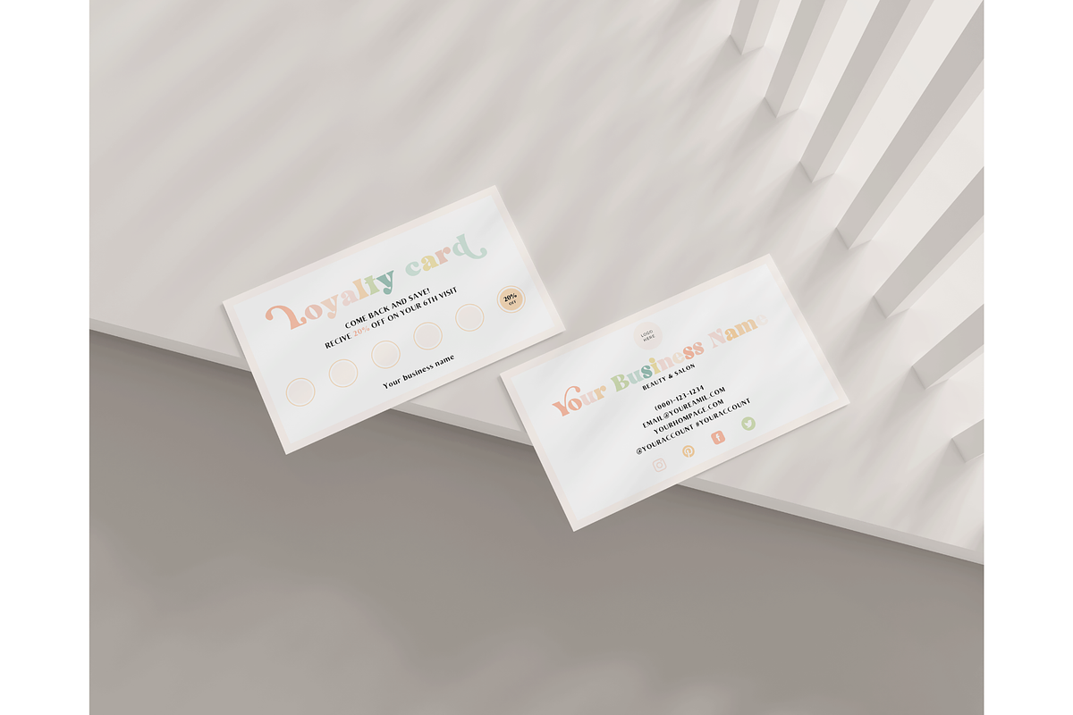 Pastel Loyalty Card Canva Template, a Business Card Template by Hellohastore (Photo 2 of 10)