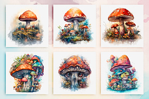 30 Mystical Mushroom Clipart Bundle