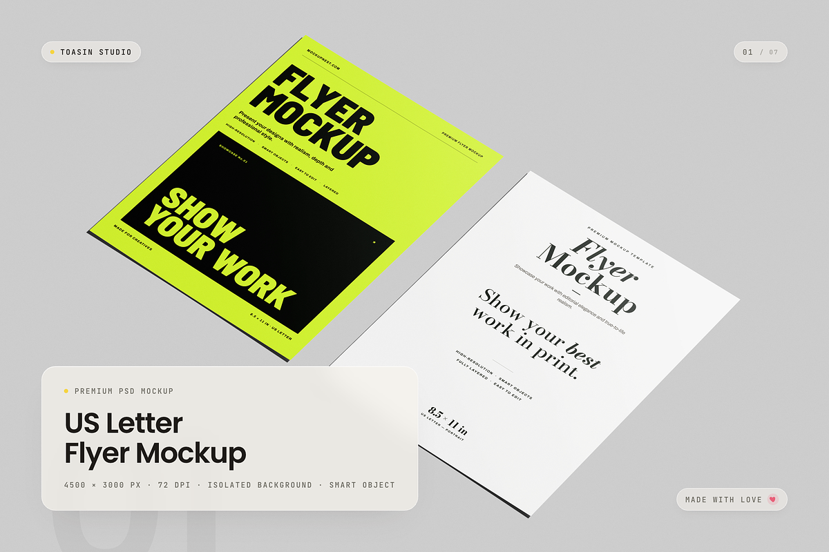 US Letter Flyer Mockup, an Advertising Mockup by Toasin Studio (Photo 1 of 7)