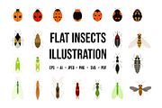 Flat Insects Illustration, an Animal Illustration by Buqancreative (Thumbnail 1 of 6)