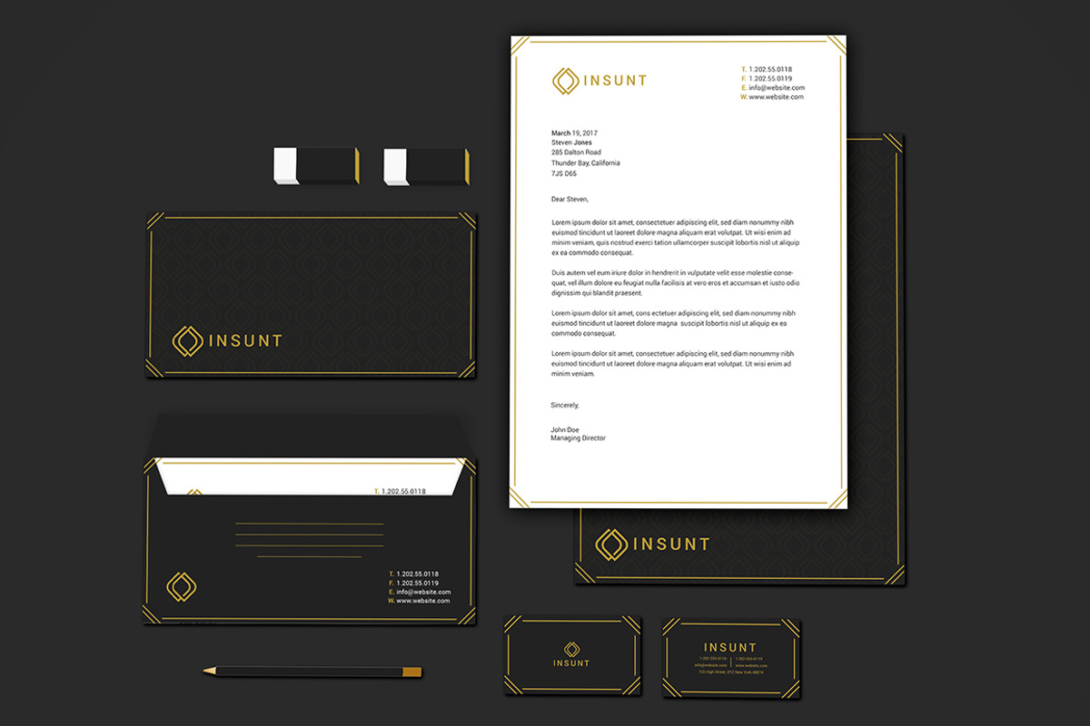 INSUNT Gold Stationery Design, a Stationery Template by Shahjhan (Photo 2 of 3)