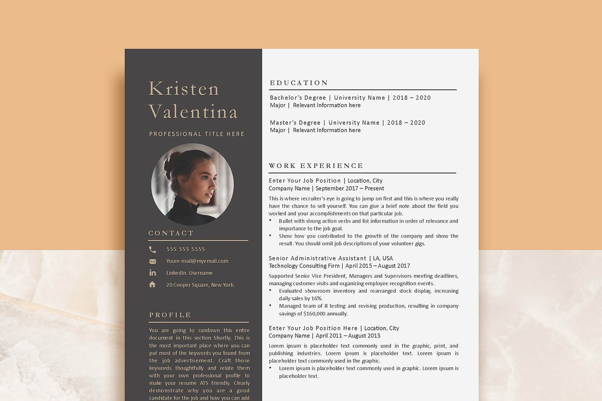 Modern Professional Resume Template, a Resume Template by VictoriousVita (Photo 1 of 8)