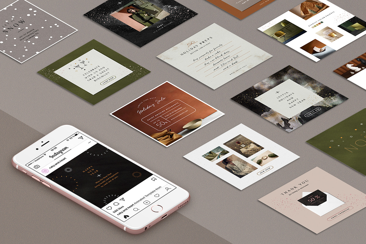 ANIMATED Holiday Instagram Posts, a Social Media Template by Ruby&Heart Studio (Photo 4 of 10)