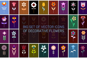 Flower Vector Icon Set, a Solid Icon by danjazzia