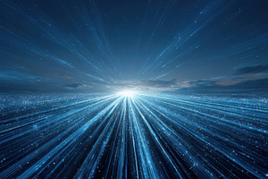 Light trails converge at horizon sta, a Photo by Pixeness Studio