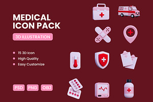 3d Medical Icons Pack