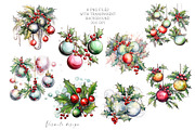 Christmas Holly and Baubles, a Decorative Illustration by Vasmila (Thumbnail 3 of 7)
