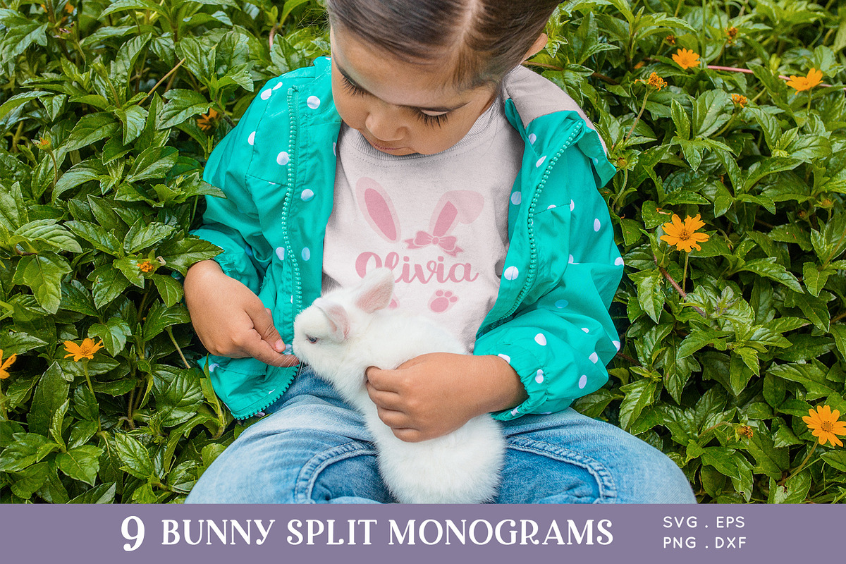 Easter Bunny Ears Split Monogram svg, an Illustration by Peachycottoncandy (Photo 7 of 8)