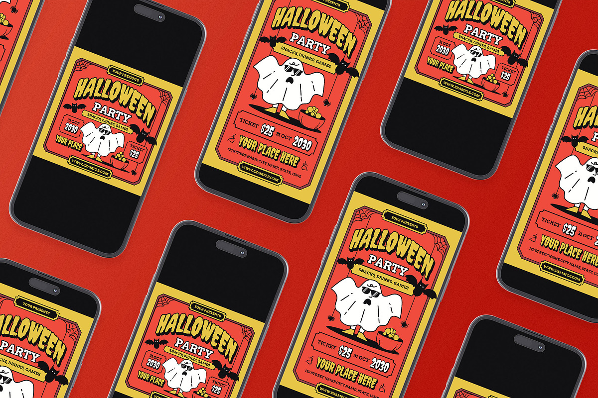 Yellow Halloween Party Flyer Set, a Flyer Template by Aiyari Graphic (Photo 2 of 3)