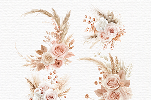 Pink Floral With Pampas Clipart