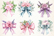 Watercolor Floral Pink Bow PNG, an Illustration by DreamCafeArt (Thumbnail 2 of 3)