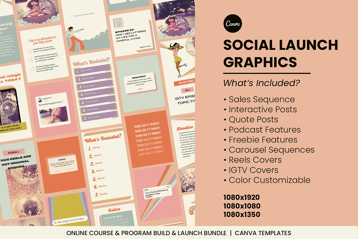Retro Roller Disco Canva Mega Pack, a Social Media Template by WorkShy Studio (Photo 13 of 24)