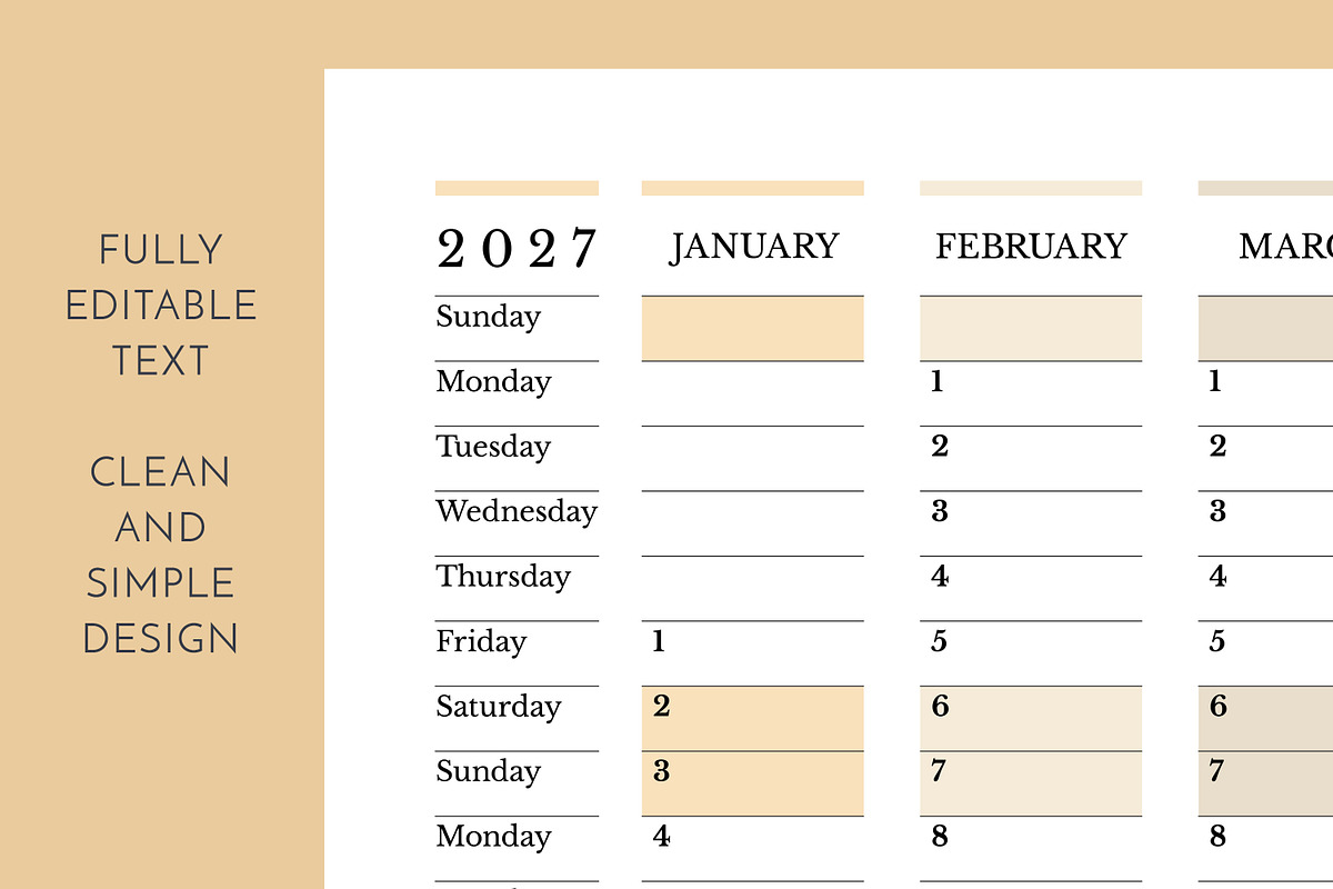 2027 Wall Planner Sunday Start L, a Stationery Template by Olga Begak Art & Design (Photo 4 of 4)